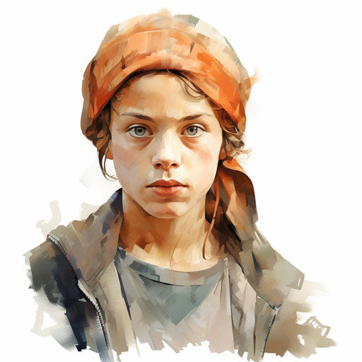 Youth clipart in the style of Oil painting, on a white background
