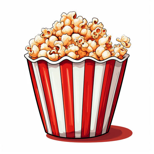 Popcorn illustration in the style of Chiaroscuro Art, on white background