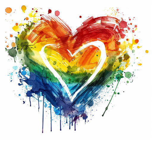 Rainbow heart icon in webcam style and poignant symbolism