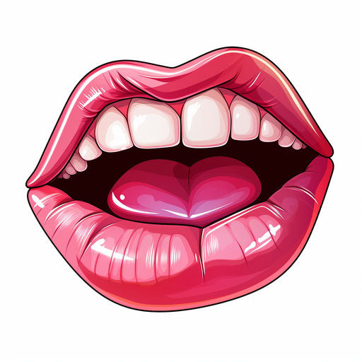Cartoon mouth in the style of Chiaroscuro Art, on white background