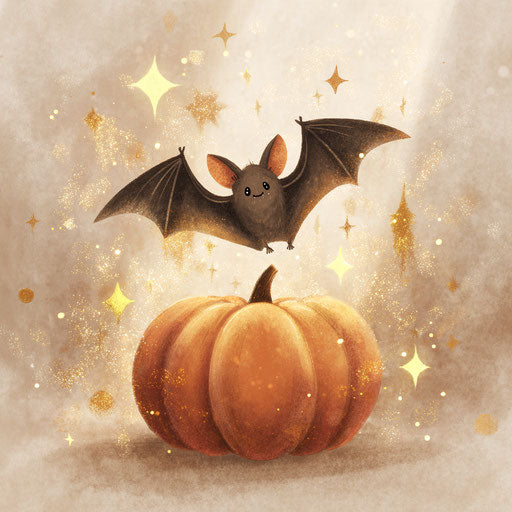 A Bat Flying Among Glowing Stars and Magical Sparkles
