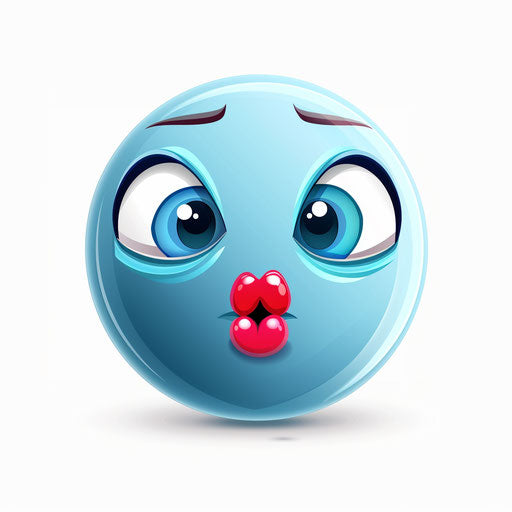 Blue sphere with lips and eyes on white background