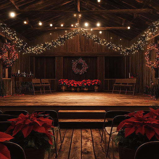 Rustic barn set for holiday concert