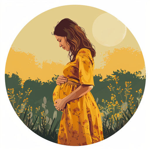 Pregnant clipart in photo realistic style with a flat random background