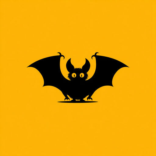Stylized black bat with bright yellow eyes