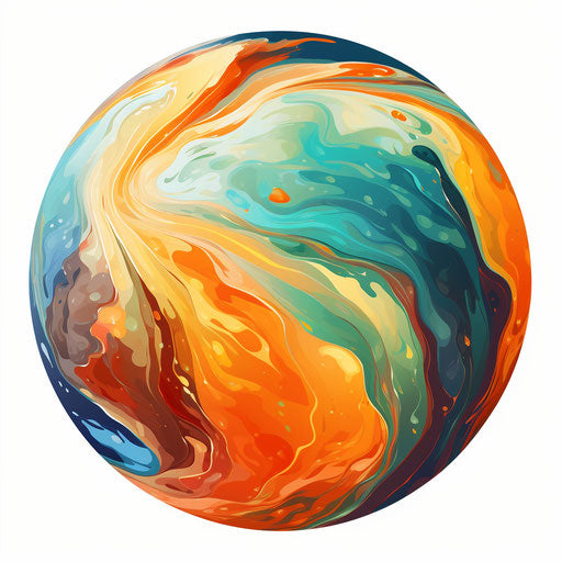 Ball clipart in the style of Oil painting, on a white background