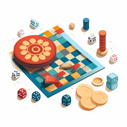 Minimalist board game illustration on white background