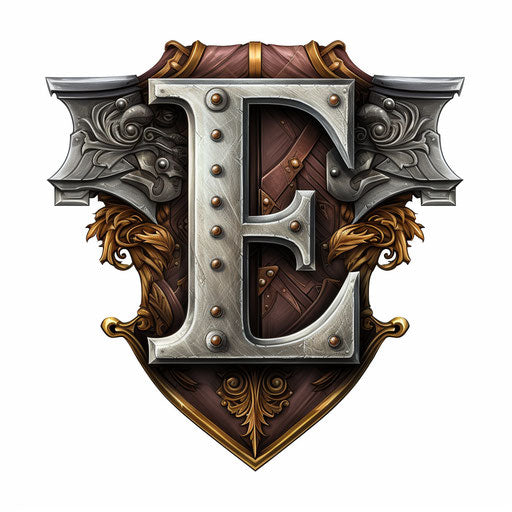 Letter e clipart in the style of Chiaroscuro Art on white background