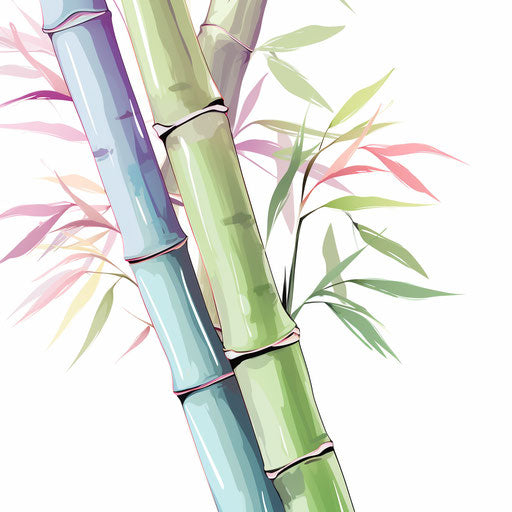 Bamboo illustration in Pastel Colors Art style, on white background