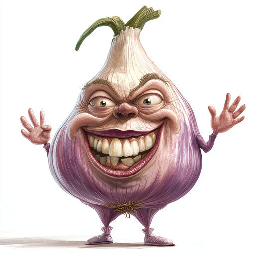 Vibrant Garlic Caricature Clipart for Art Education