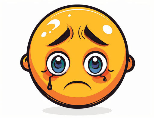 Crying emoji clipart, simple and clean white background for removing
