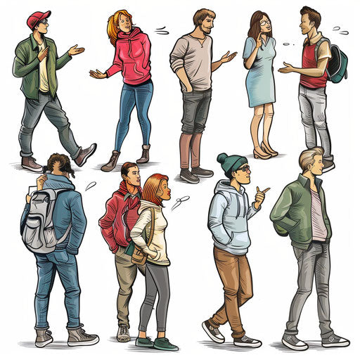 Realistic style clipart of people talking