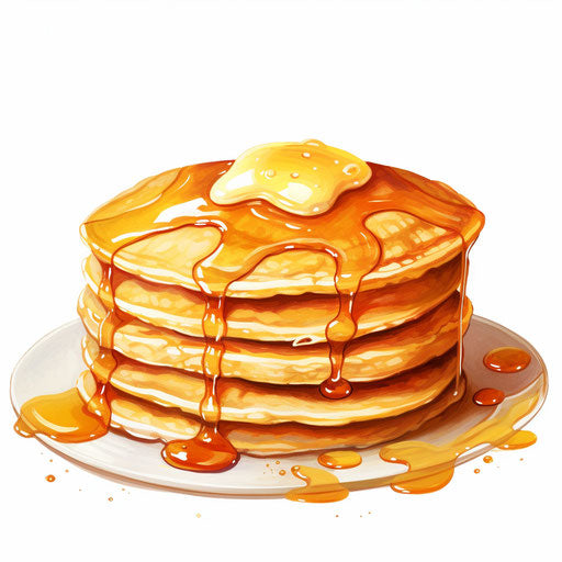 Pancake illustration in the style of oil painting, on a white background