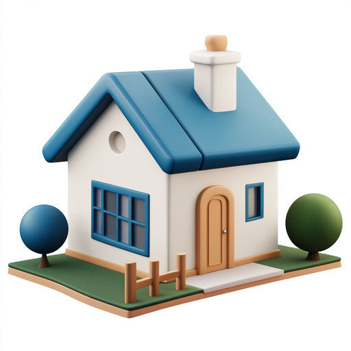 3D Home Icon on realistic white background in photo style, isolated clipart