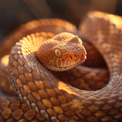 Copperhead snake in morning light, inspired by Roeselien Raimond