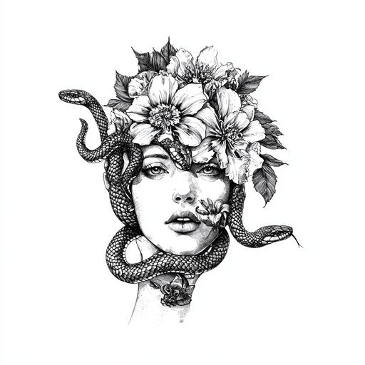 Bold Medusa Hand Tattoo Tattoo Flash Set