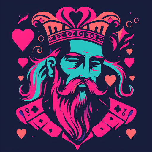 Retro 80s clipart-style flat tattoo sketch of a king of hearts
