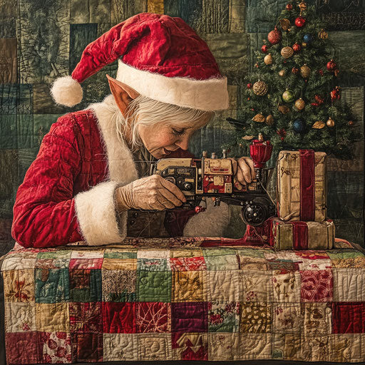 Elf seamstress patchwork memories Christmas