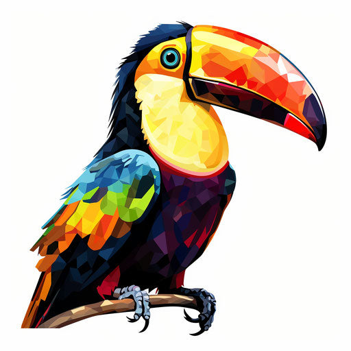 Toucan clipart in the style of Chiaroscuro Art, on white background