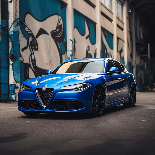 Classic car, bright blue