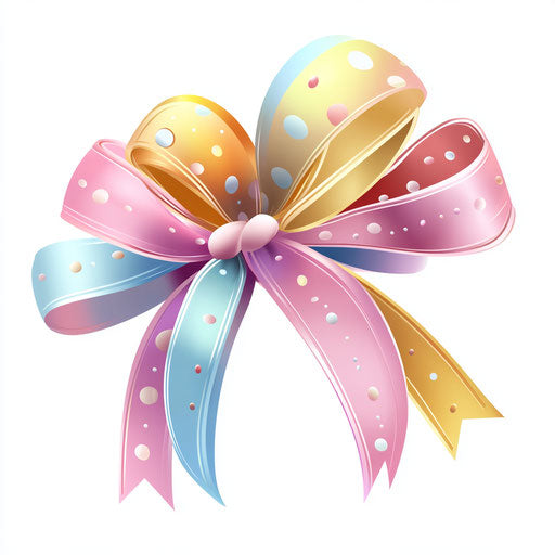 Realistic Easter Ribbons Bows, no background, isolated