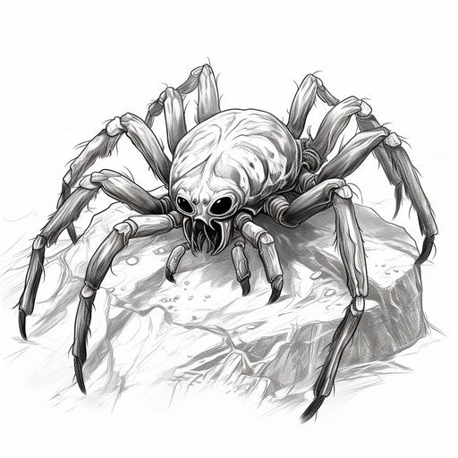 Hand drawn spider illustration on white background