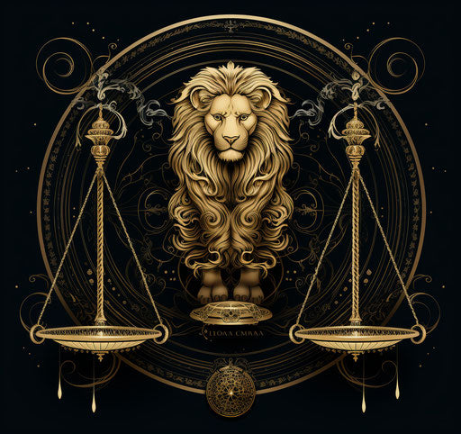 Leo zodiac balance in Ottoman calligraphic style