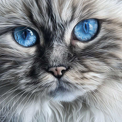 Close-up of a Himalayan cat with striking blue eyes