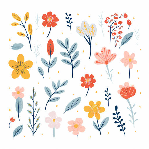 Spring illustration in minimalist style, on white background