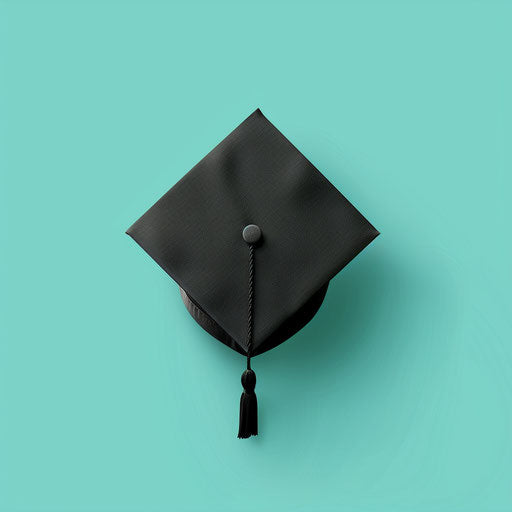 Realistic graduation clipart on turquoise background