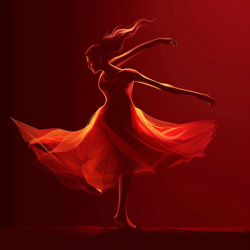 Realistic dance illustration on rich burgundy background
