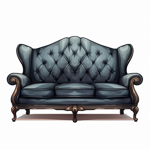 Couch illustration in the style of Chiaroscuro Art, on white background