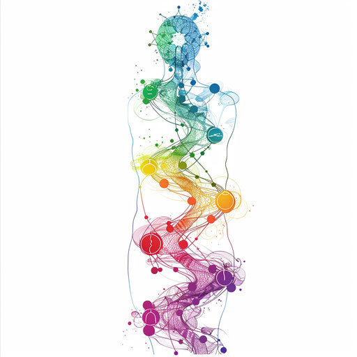 Full body chakra alignment tattoo illustration