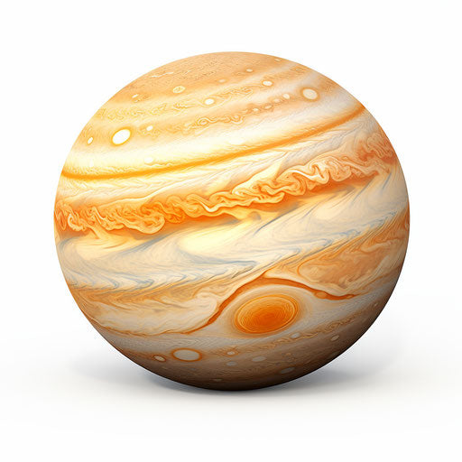Jupiter illustration in the style of Impressionistic Art, on white background