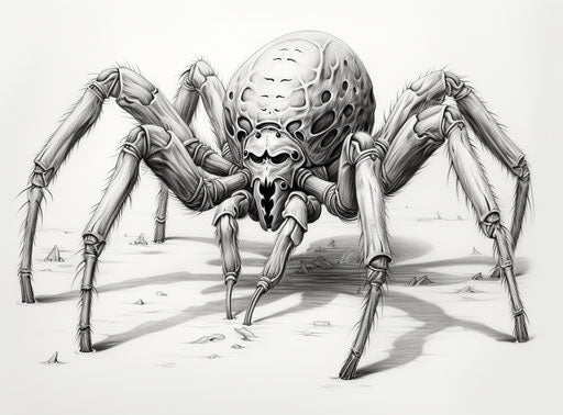 Silverback spider in sculptural engraving style, high quality photo