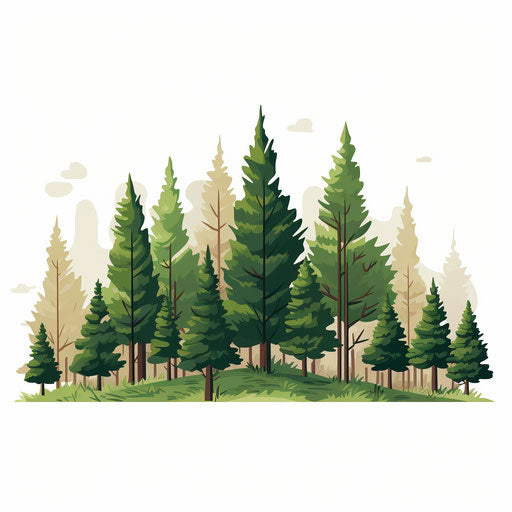 Animated forest in PNG in the style of Minimalist, on white background