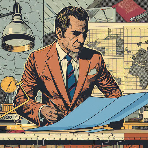 Businessman with construction blueprint