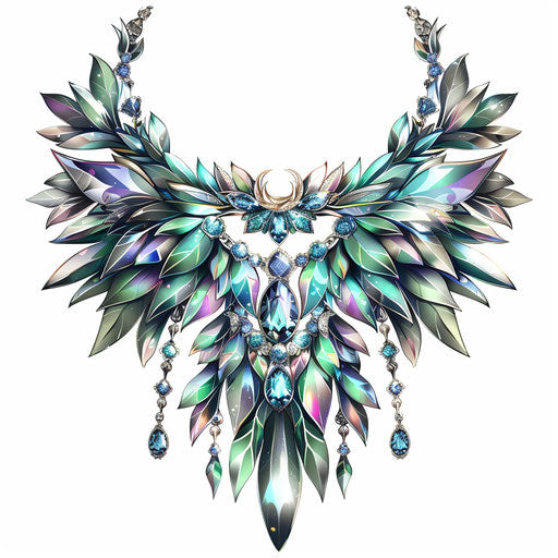 Realistic necklace clipart on flat white background, sharp edges and vibrant tones