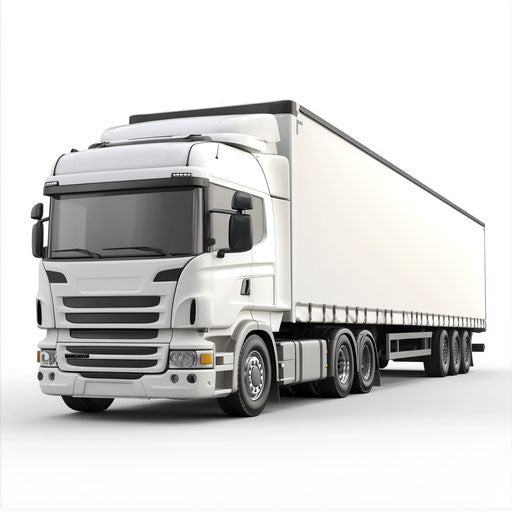 3D lorry on flat white background