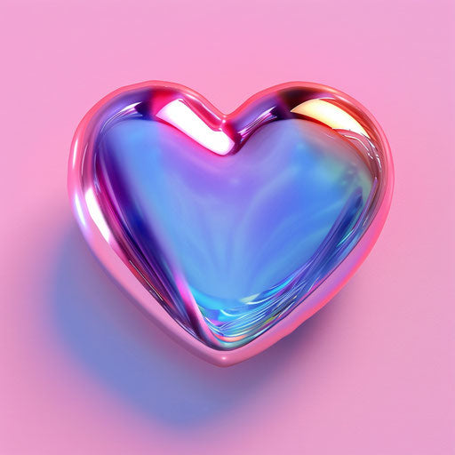 Adorable heart clipart in photorealistic style with flat random color background