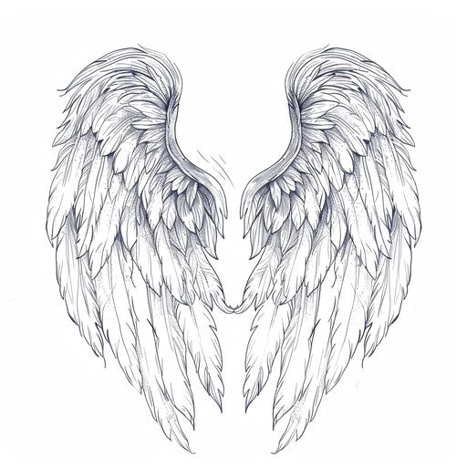 Minimalist angel wings on pure white background