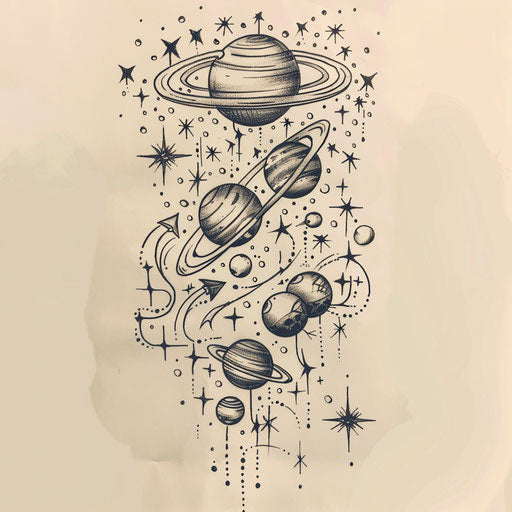 Sketch of cosmic Aries constellation tattoo