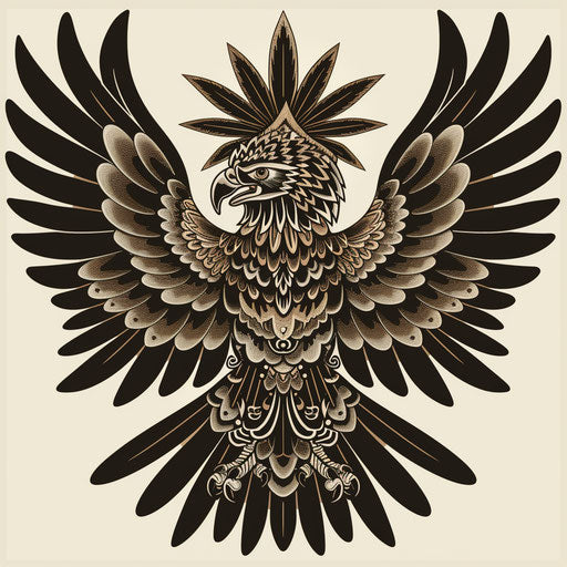 Traditional tattoo sketch of a Mexican eagle