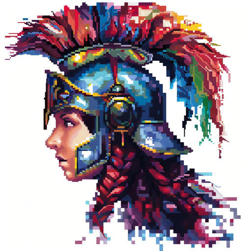Athena in armor, a digital pixel art tattoo design
