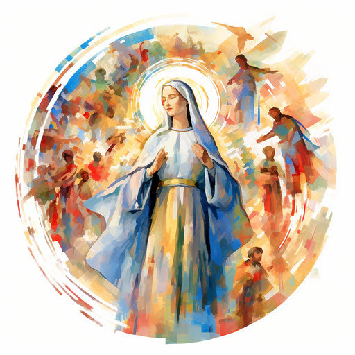 Impressionistic Catholic clip art on white background