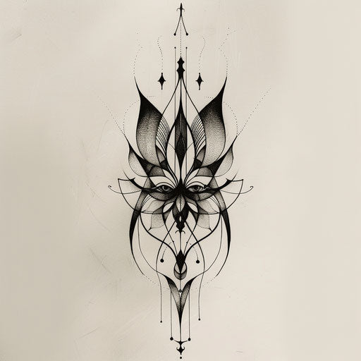 Contemporary tattoo sketch of a Batok pattern with a minimalist aesthetic and bold outlines