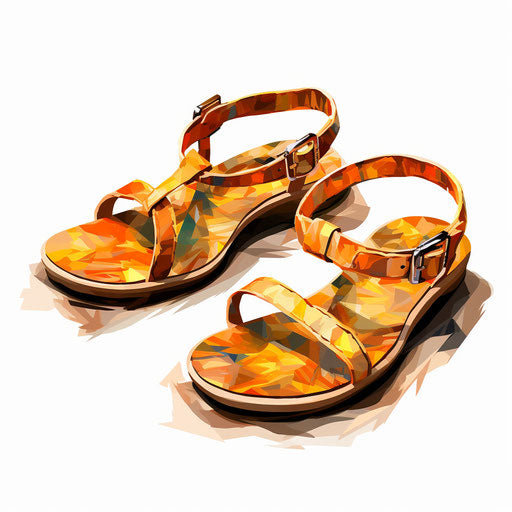 Impressionistic Art sandals clipart on white background