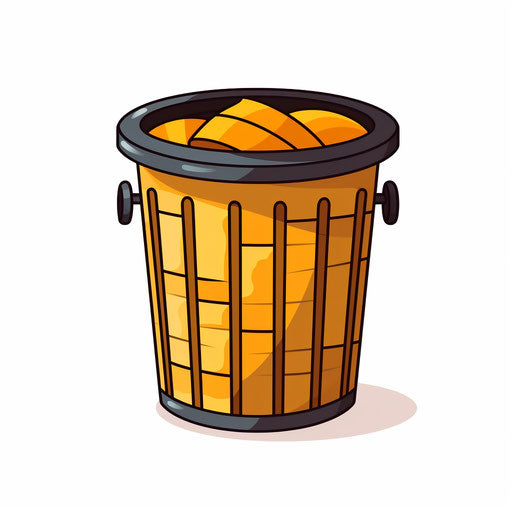 Minimalist style trash can clipart on white background