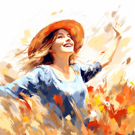 Happy clipart in the style of Impressionistic Art, on a white background