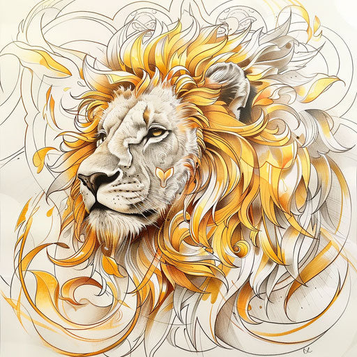 Flat Leo zodiac tattoo with majestic lion
